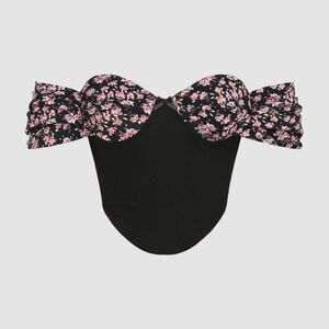 CIDER Floral Flirty Strapless Off Shoulder Crop Top Corset Blouse